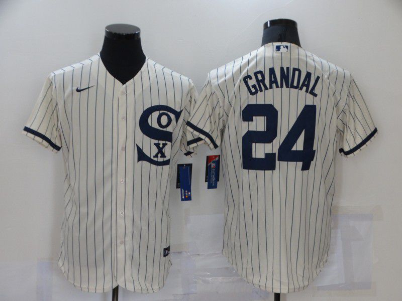 Men Chicago White Sox #24 Grandal Cream stripe Dream version Elite Nike 2021 MLB Jerseys->chicago white sox->MLB Jersey